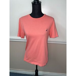 Nautica Crewneck Men’s Short Sleeve Peach Tee Shirt Size Small